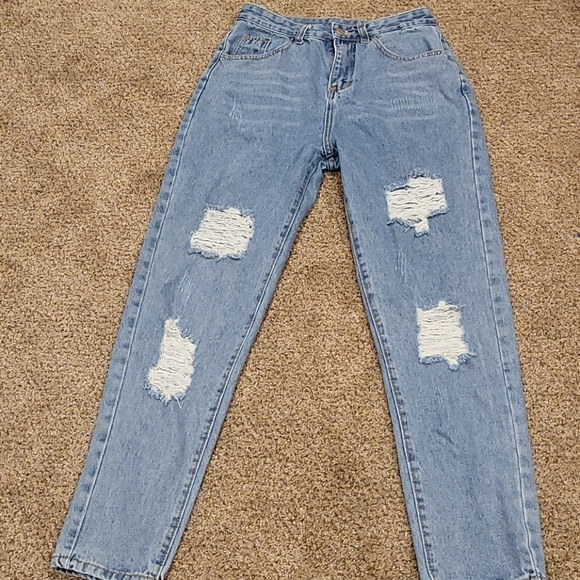 High waisted ripped 5-pocket carrot jeans - Picture 2 of 2